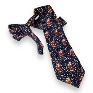 VTG Barrister Mens Santa Claus Christmas Snow Novelty Holiday Necktie